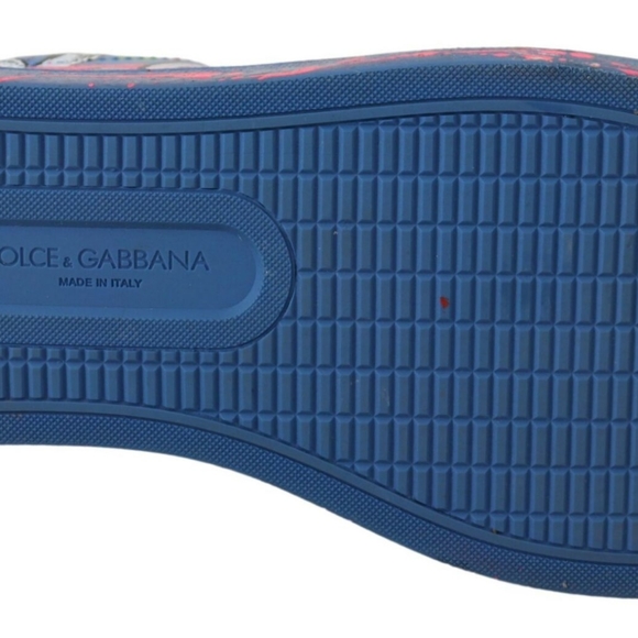 DOLCE & GABBANABlue Leather Sneakers Casual Handpainted Shoes - Picture 3 of 6